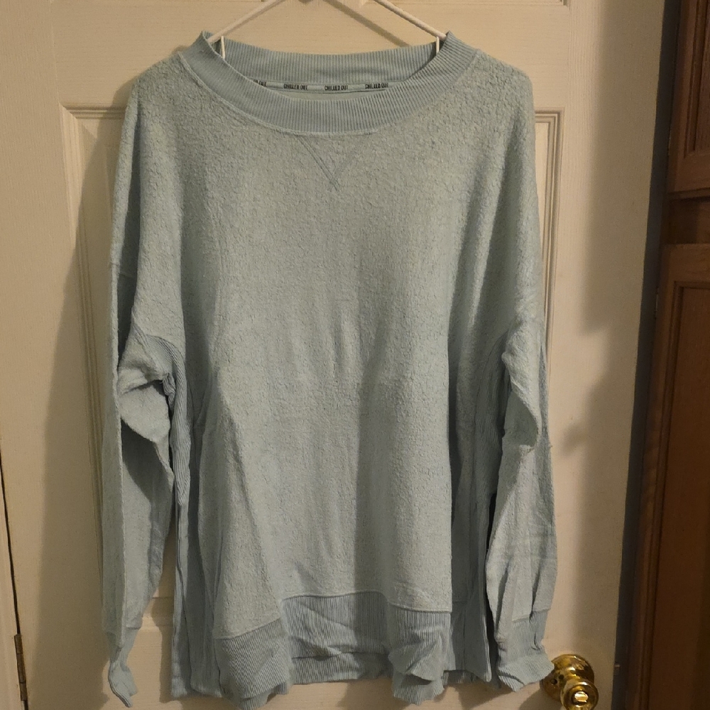 Aerie Soft Blue Crew Neck Sweater